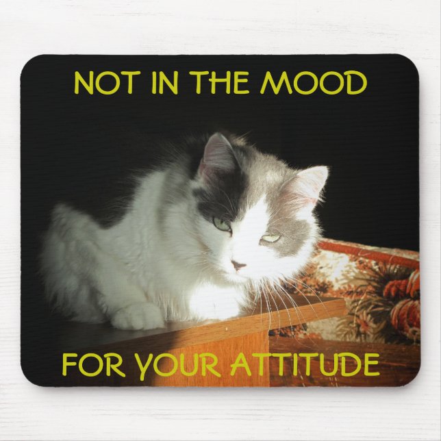 No Mood for Your Attitude Cat Meme Mouse Pad (Front)