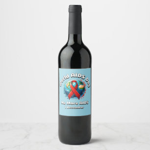 No More AIDS. World AIDS Day Wine Label