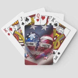 No More Hate, Broken Patriotic Heart Playing Cards