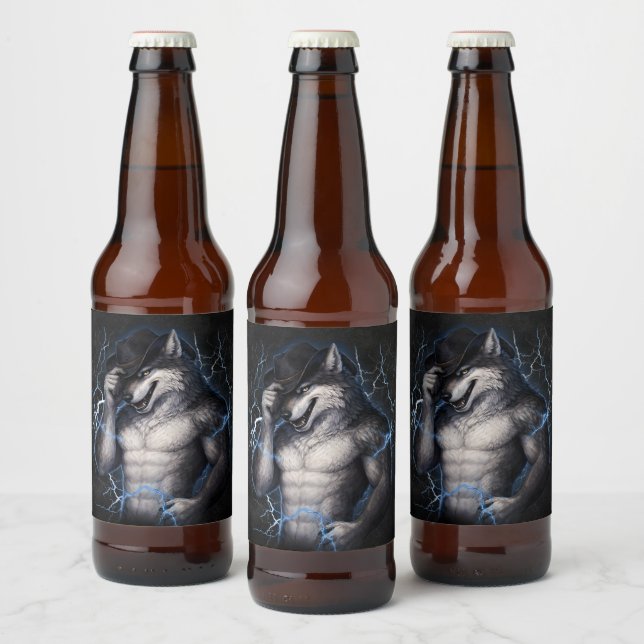 No More Mr Nice Guy Funny Alpha Wolf Meme Brainrot Beer Bottle Label (Bottles)