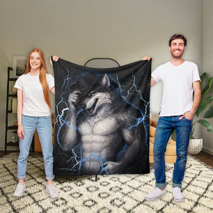 No More Mr Nice Guy Funny Alpha Wolf Meme Brainrot Fleece Blanket