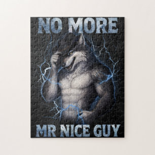 No More Mr Nice Guy Funny Alpha Wolf Meme Brainrot Jigsaw Puzzle