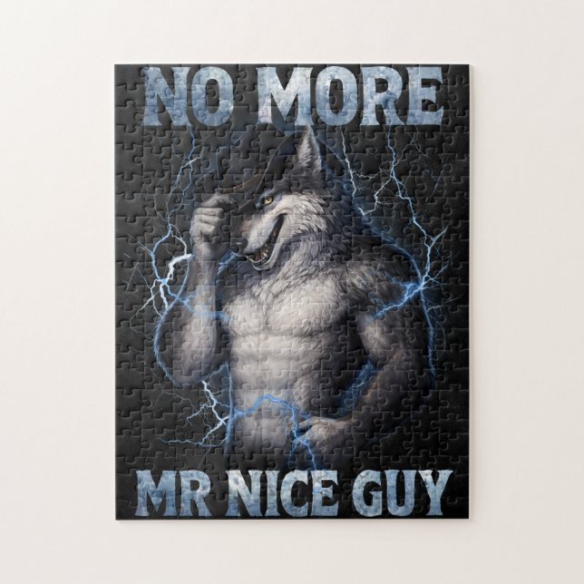 No More Mr Nice Guy Funny Alpha Wolf Meme Brainrot Jigsaw Puzzle (Vertical)