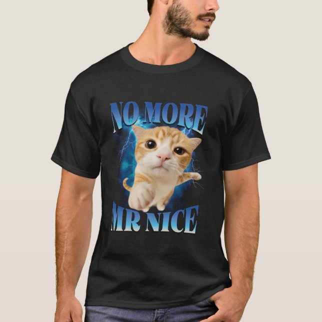 No More Mr Nice Humor Unhinged Brainrot Funny cat  T-Shirt (Front)