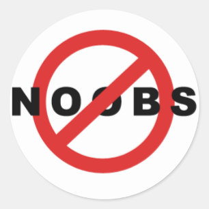 no more noobs classic round sticker