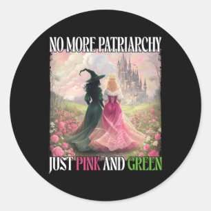 No More Patriarchy Just Pink Green Witch Halloween Classic Round Sticker