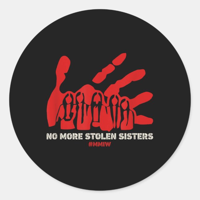 No-more Stolen Sister Red Hand Mmiw Awareness Amer Classic Round Sticker (Front)