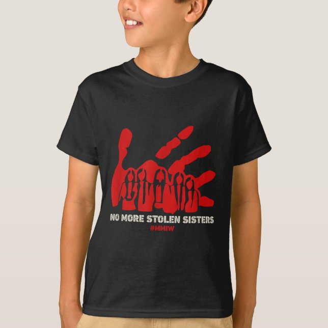 No-more Stolen Sister Red Hand Mmiw Awareness Amer T-Shirt (Front)