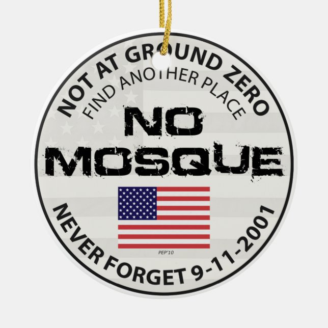 No Mosque At Ground Zero Ceramic Tree Decoration (Front)
