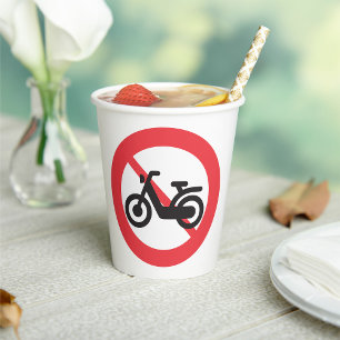 No Motorbikes Road Sign Paper Cups