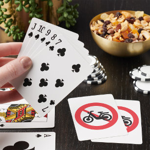 No Motorbikes Road Sign Playing Cards