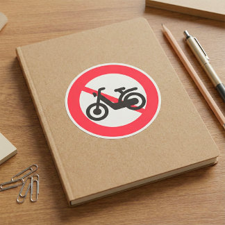 No Motorbikes Road Sign Square Sticker