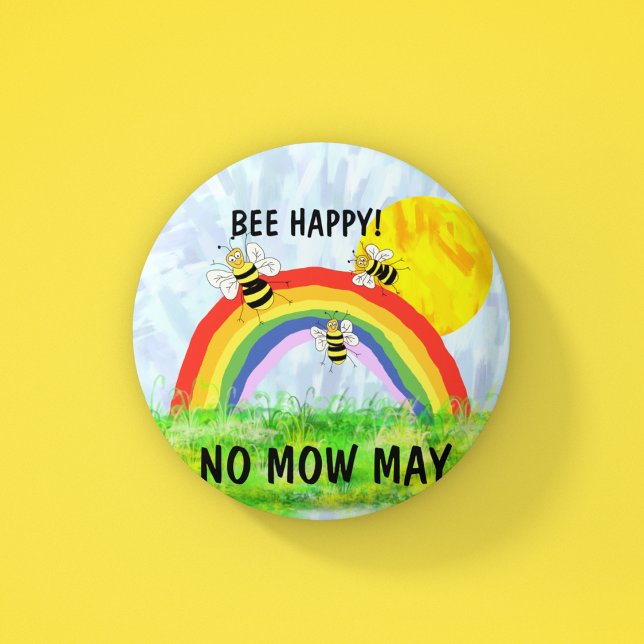 No mow May Save the bees garden lawn  6 Cm Round Badge (Creator Uploaded)