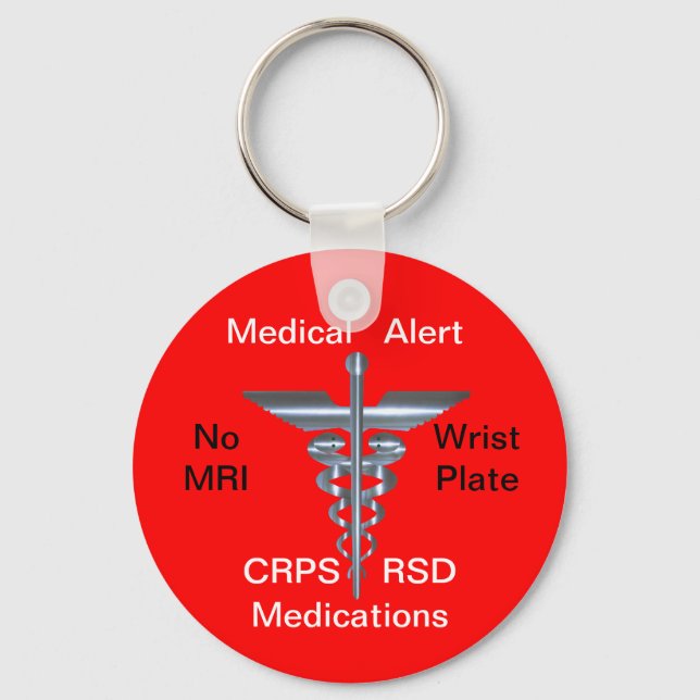 No MRI Medical Alert CRPS/RSD Medications Keychain (Front)