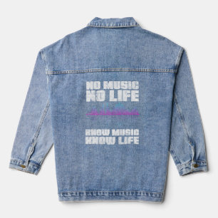 No Music No Life Disc Jockey Musician Songwriter  Denim Jacket