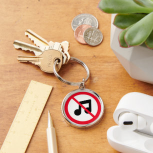 No Music Prohibited Sign Premium Keychain