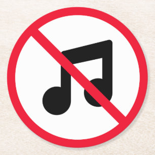 No Music Red Circle Sign   Custom Round Coasters