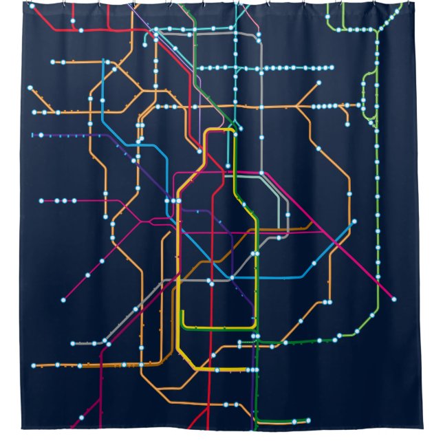No name transport map shower curtain (Front)