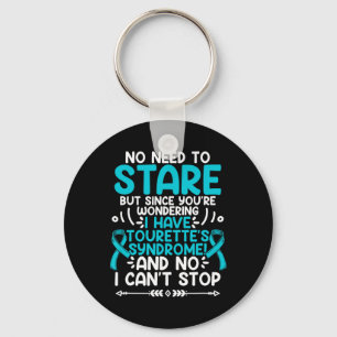 No Need To Stare Teal Ribbon Tourette Syndrome Awa Key Ring