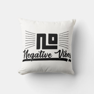 No Negative Vibes Black Graphic Image Typography Cushion