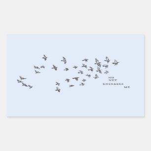 "No net ensnares me" + birds (black on pale blue) Rectangular Sticker