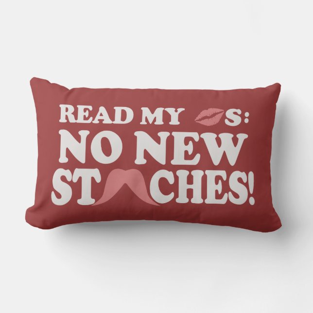 No New Staches custom colour throw pillow (Front)