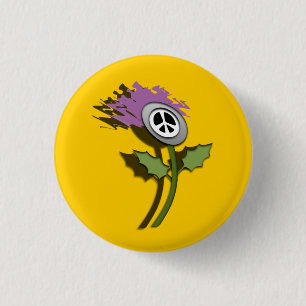 No Nukes Scottish Thistle Cartoon Pinback 3 Cm Round Badge