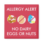 No Nuts Dairy Egg Food Allergy Alert Pin