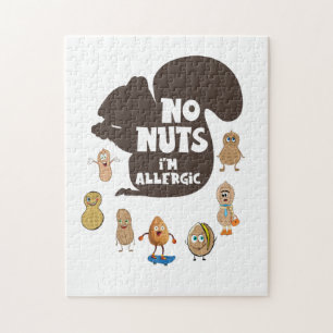 No Nuts I'm Allergic Peanut Allergy Awareness Jigsaw Puzzle