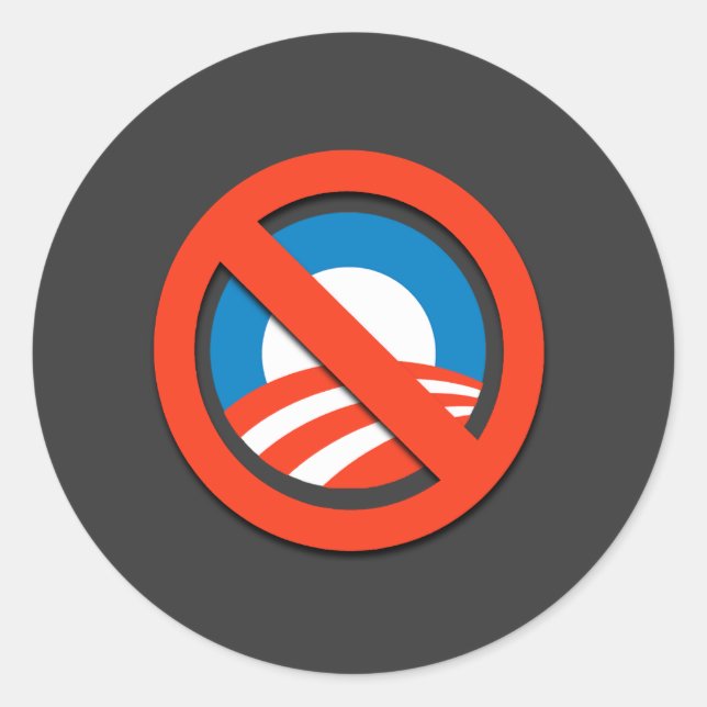 NO "O" / No Obama Classic Round Sticker (Front)