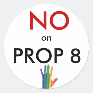No on Prop 8 Classic Round Sticker