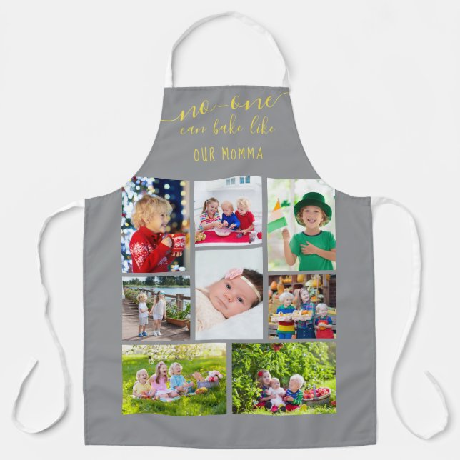 No-one Can Bake Like our Momma Editable 8 Photo Apron (Front)