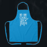 No one cooks like Yiayia Greek grandmother Apron<br><div class="desc">Perfect gift for your Greek grandmother who cooks like no other. This apron features white type with the words "no one cooks like yiayia" in a mix of Greek and English characters on a vivid Grecian Aegean blue background. Makes a fun and sweet mother's day gift, and also works well...</div>