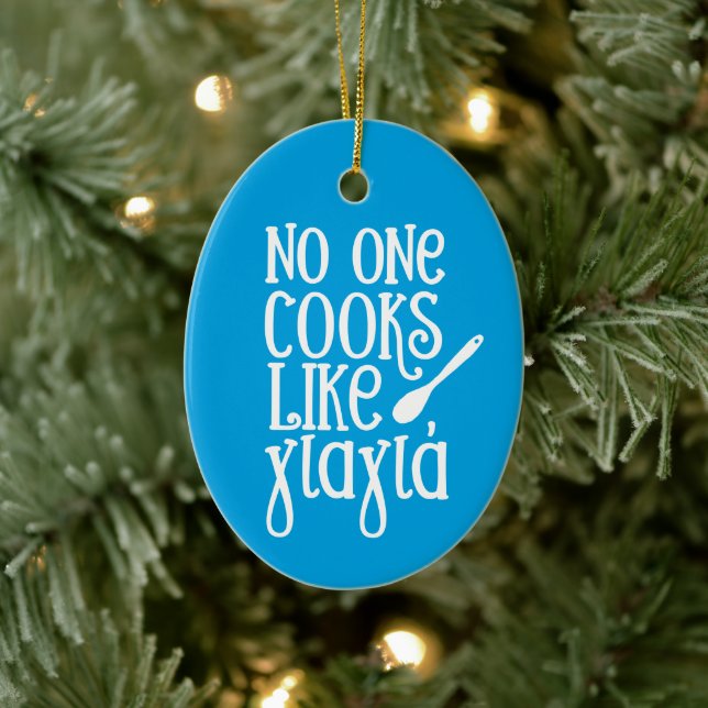 No one cooks like yiayia Greek grandmother photo Ceramic Ornament (Tree)