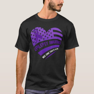 No One Fight Alone Epilepsy Awareness American Fla T-Shirt