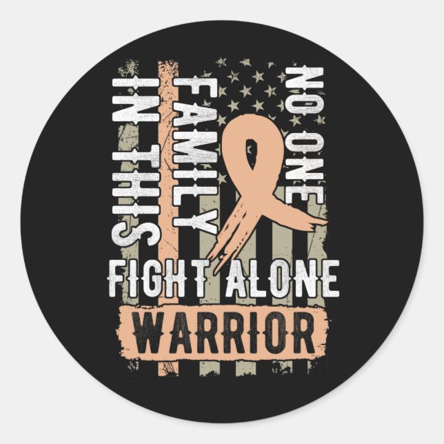 No One Fight Endometrial Cancer Awareness Classic Round Sticker (Front)