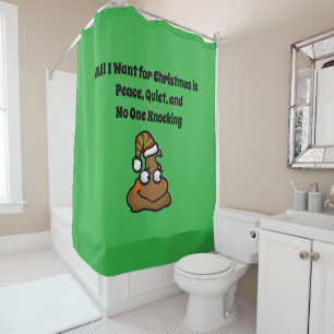No One Knocking Funny Christmas Toilet Humour Shower Curtain