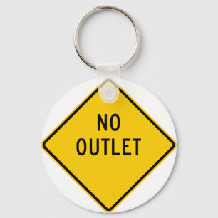 No Outlet Highway Sign Key Ring