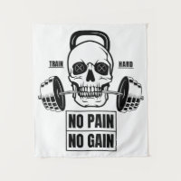 No Pain No Gain Barbell and Skull