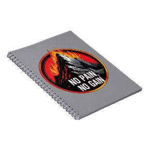 No Pain No Gain Burning Mountain Motivational Spir Notebook