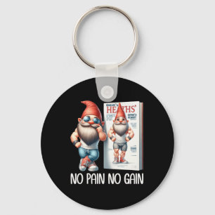 No Pain No Gain Funny Body Building Gnome For Fitn Key Ring