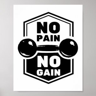 No Pain No Gain   Gym Fitness Motivational Quote Poster