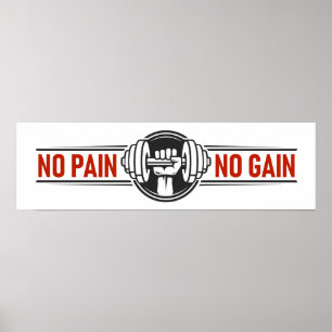 No Pain No Gain   Gym Fitness Motivational Quote Poster