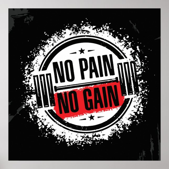 No Pain No Gain - Gym Motivational Poster (Front)