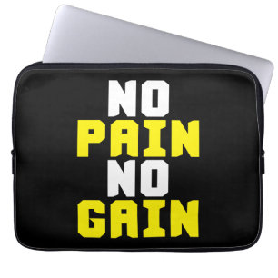 No Pain, No Gain - Gym Workout Motivational Laptop Sleeve
