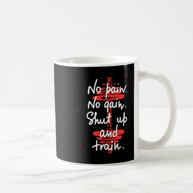 No Pain No Gain Motivational Gym Humour Tee Weight Coffee Mug (Right)