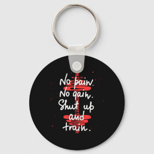 No Pain No Gain Motivational Gym Humour Tee Weight Key Ring