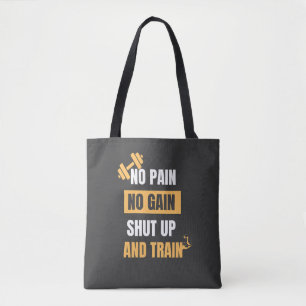 No Pain No Gain Motivational Gym Tote Bag