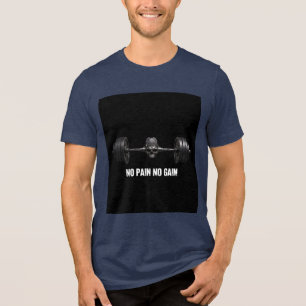 NO PAIN NO GAIN Skull Barbell - Gym Cro Tri-Blend Shirt