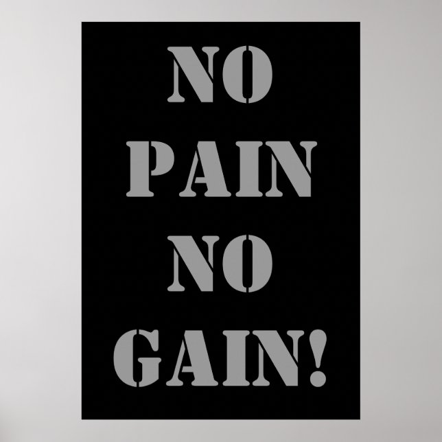 NO PAIN NO GAIN! Weightlifting Exercise Gym Poster (Front)